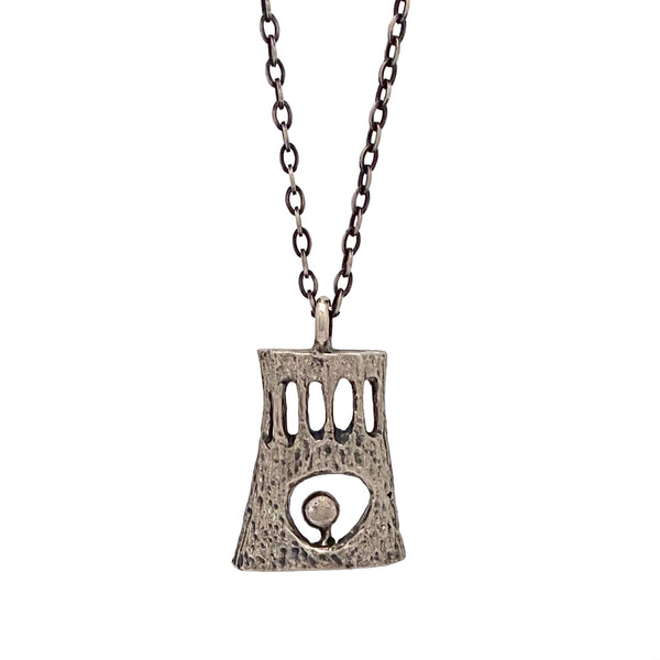 Robert Larin brutalist pewter pendant necklace