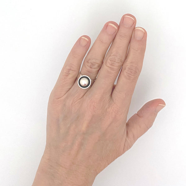 scale Elis Kauppi Kupittaan Kulta Finland vintage silver dome ring Scandinavian Modernist jewelry design