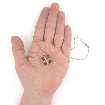 scale Kupittaan Kulta Elis Kauppi vintage 14k gold amethyst pendant necklace Scandinavian Modernist jewelry design