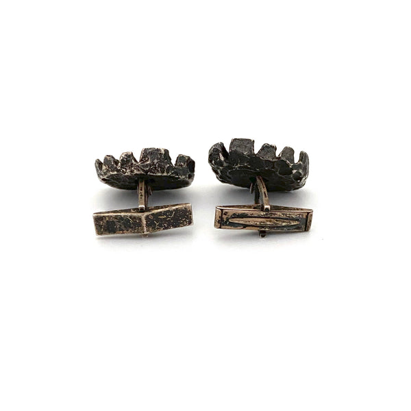 profile Walter Schluep Canada vintage silver brutalist cufflinks Canadian Modernist jewelry design