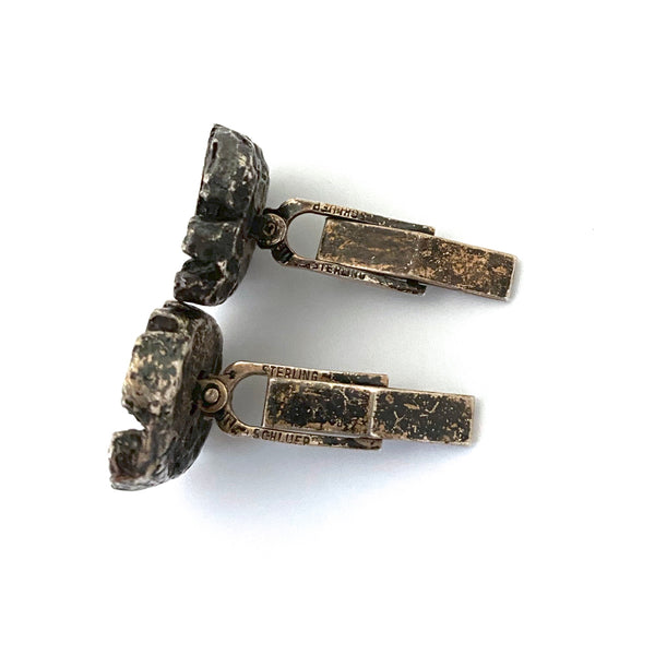 Walter Schluep brutalist silver cufflinks