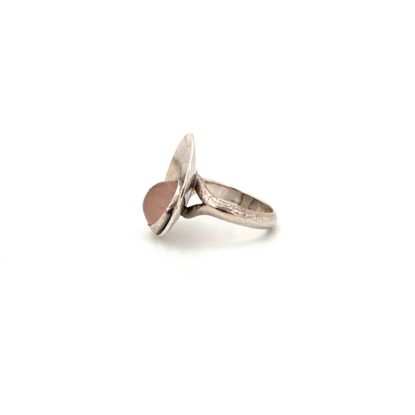 profile NE From Denmark vintage silver rose quartz ring Scandinavian Modernist jewelry design