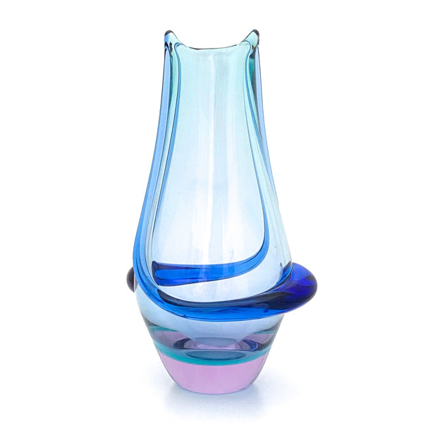 Zelezny Brod blown glass vase ~ blue, turquoise & Alexandrite