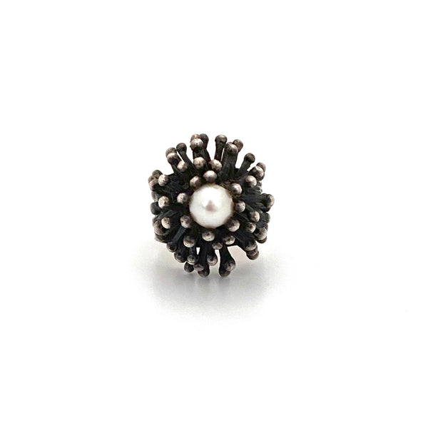 OPUS Canada large brutalist silver & pearl ring