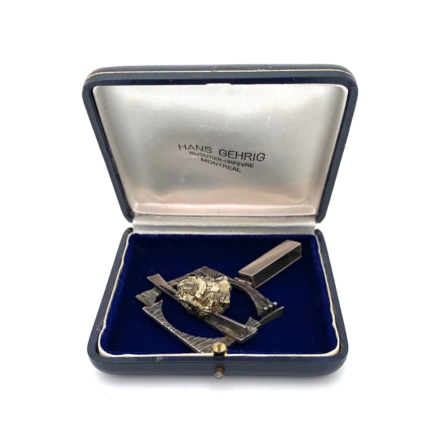 Hans Gehrig large silver & pyrite Modernist pendant ~ original box