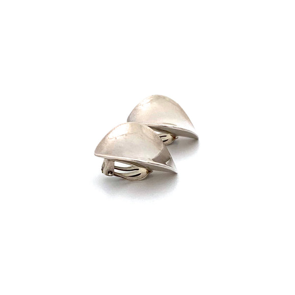 profile Georg Jensen Denmark vintage silver large clip earrings 131 Nanna Ditzel Scandinavian Modernist jewelry design