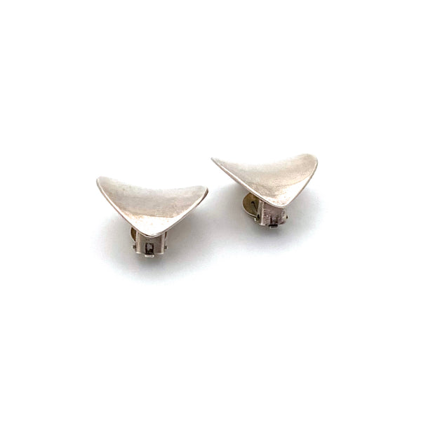 detail Georg Jensen Denmark vintage silver large clip earrings 131 Nanna Ditzel Scandinavian Modernist jewelry design