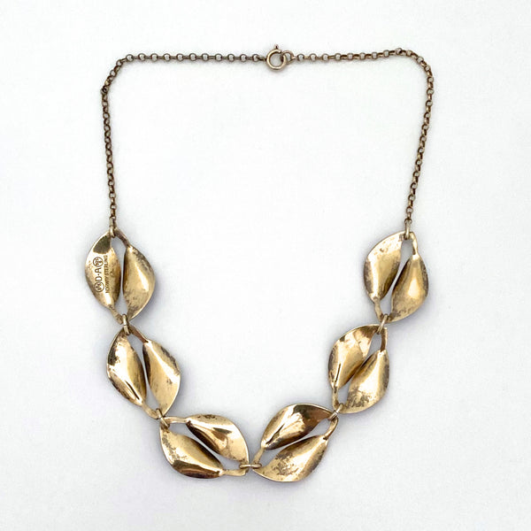 David-Andersen double leaf necklace ~ dark sky blue