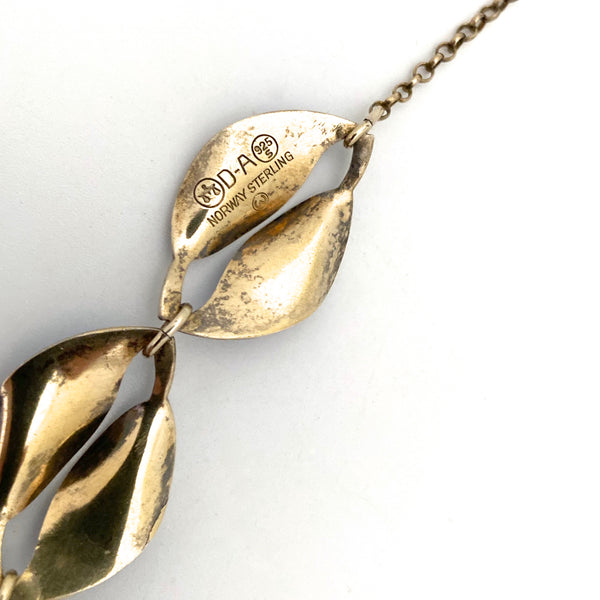 David-Andersen double leaf necklace ~ dark sky blue