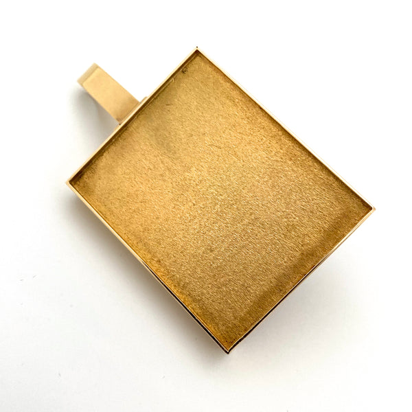 Hans Gehrig Canada large 18k gold & quartz crystal pendant ~ original box