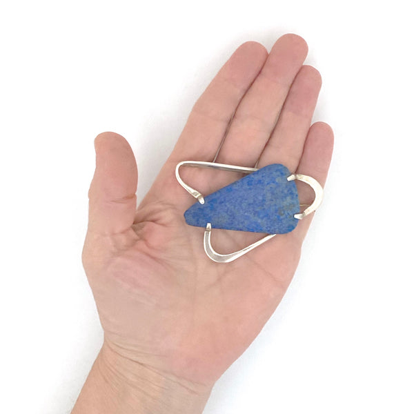 scale George Dancy Canada vintage silver lapis large studio made brooch Canadian Modernist jewelry design