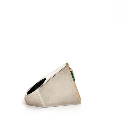 profile Hans Gehrig Canada vintage silver gold tourmaline extra large Modernist ring Canadian art jewelry design