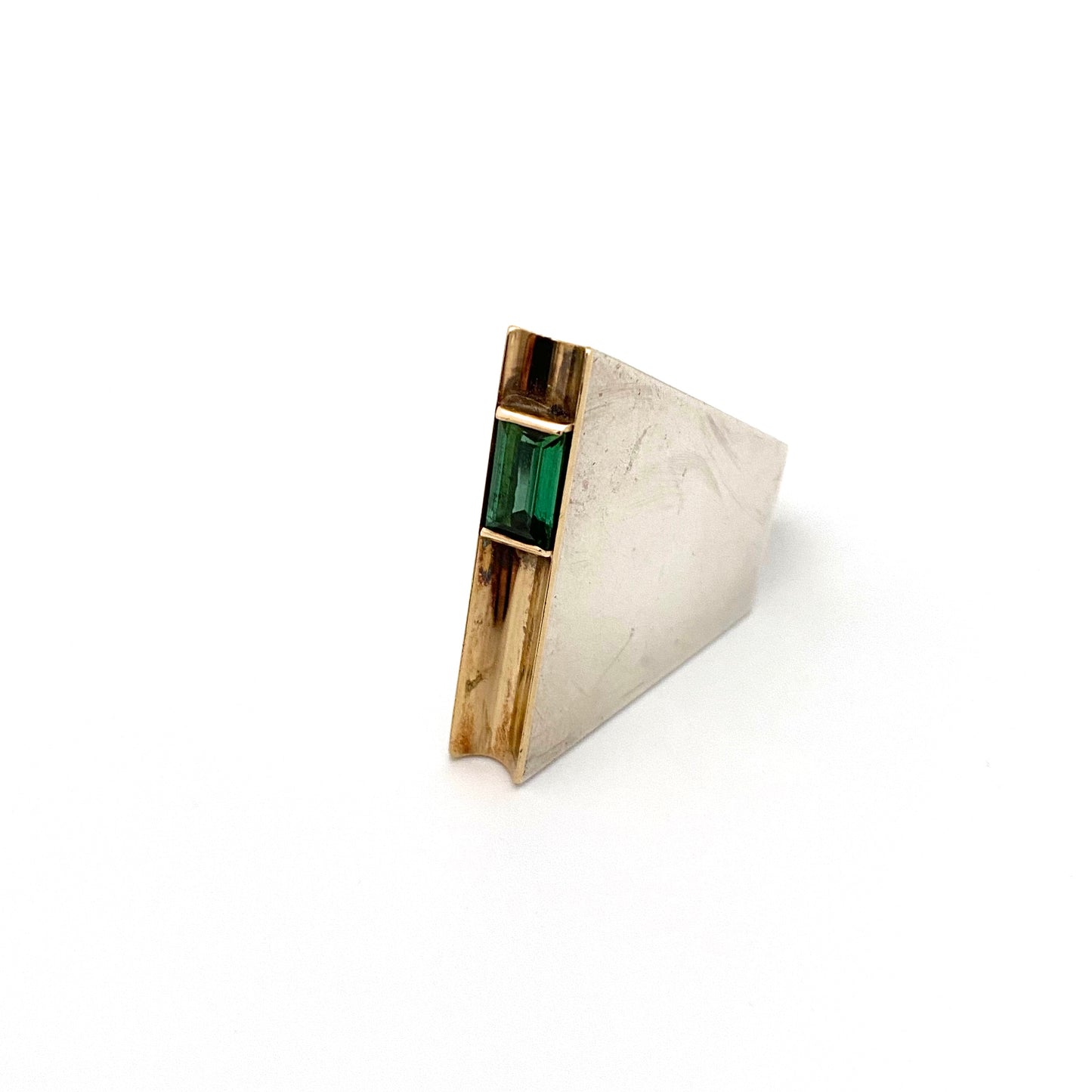 detail Hans Gehrig Canada vintage silver gold tourmaline extra large Modernist ring Canadian art jewelry design