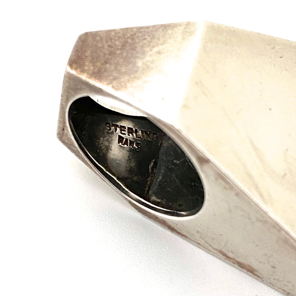 Hans Gehrig extra large silver, gold & tourmaline ring ~ original box