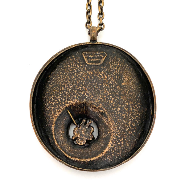 Jorma Laine large 'Sombrero' pendant necklace ~ bronze