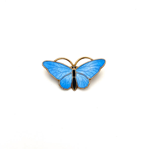 Aksel Holmsen pale blue butterfly brooch