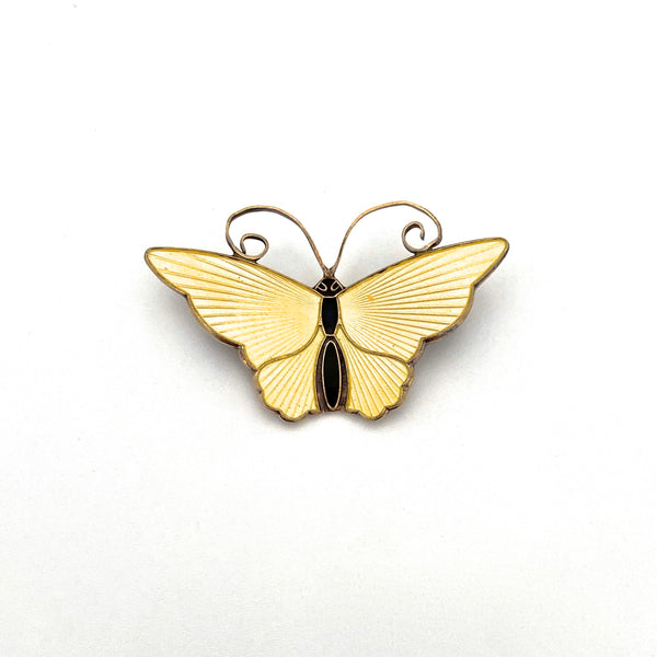 David-Andersen pale yellow butterfly brooch