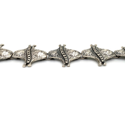 profile Guy Vidal Canada vintage brutalist pewter stingray panel link bracelet Canadian Modernist jewelry design