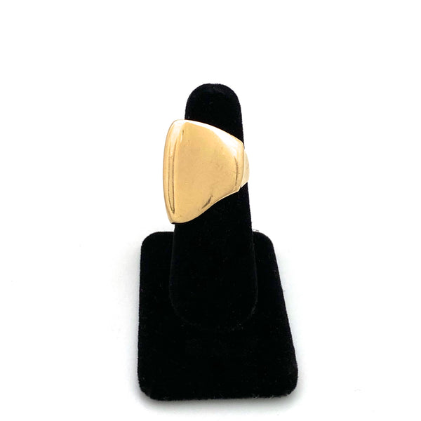 Walter Schluep sleek & heavy 18k gold ring ~ original suede pouch