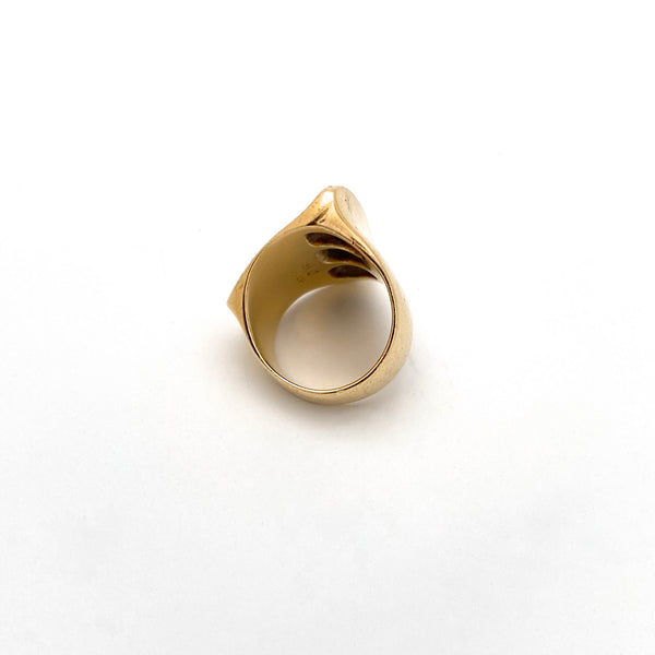Walter Schluep sleek & heavy 18k gold ring ~ original suede pouch