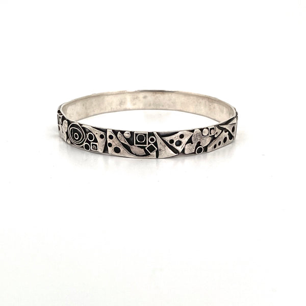 detail vintage silver postmodern studio made bangle bracelet