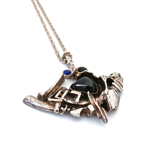 Juhls 'Tundra' series pendant necklace ~ spectrolite, lapis, onyx