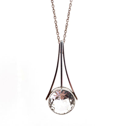 detail Randers Sølvvarefabrik Denmark vintage silver rock crystal large pendant necklace Scandinavian Modernist jewelry design