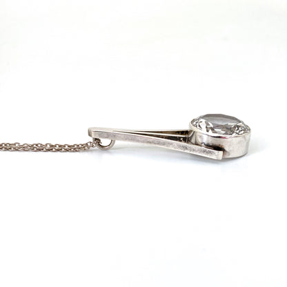 profile Randers Sølvvarefabrik Denmark vintage silver rock crystal large pendant necklace Scandinavian Modernist jewelry design
