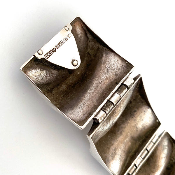 Matti Hyvarinen deeply textured wide panel link bracelet ~ 1970