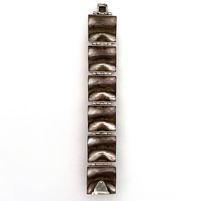 Matti Hyvarinen deeply textured wide panel link bracelet ~ 1970