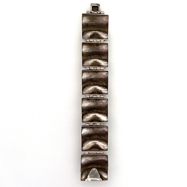 Matti Hyvarinen deeply textured wide panel link bracelet ~ 1970