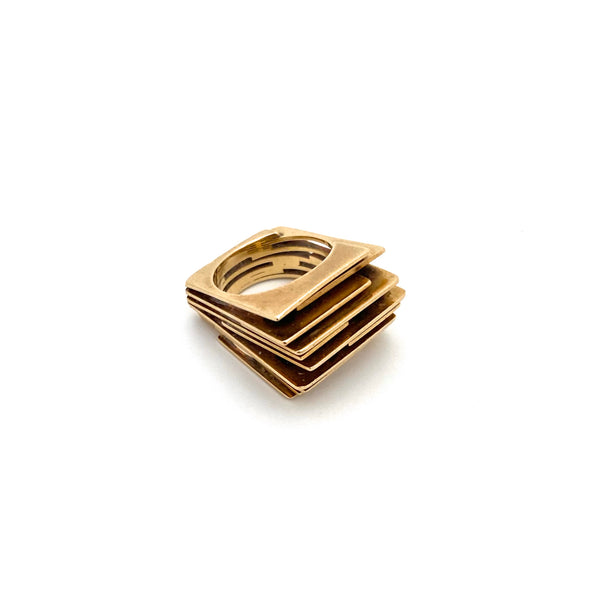vintage 18k gold layered ring ~ studio made
