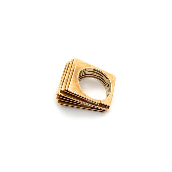 vintage 18k gold layered ring ~ studio made