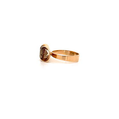 profile Elis Kauppi Kupittaan Kulta Finland vintage 14k gold smoky quartz ring Scandinavian Modernist jewelry design