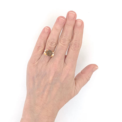 scale Elis Kauppi Kupittaan Kulta Finland vintage 14k gold smoky quartz ring Scandinavian Modernist jewelry design