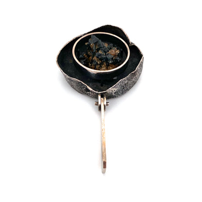 Hans Gehrig large textured silver & blue tourmaline pendant ~ original box