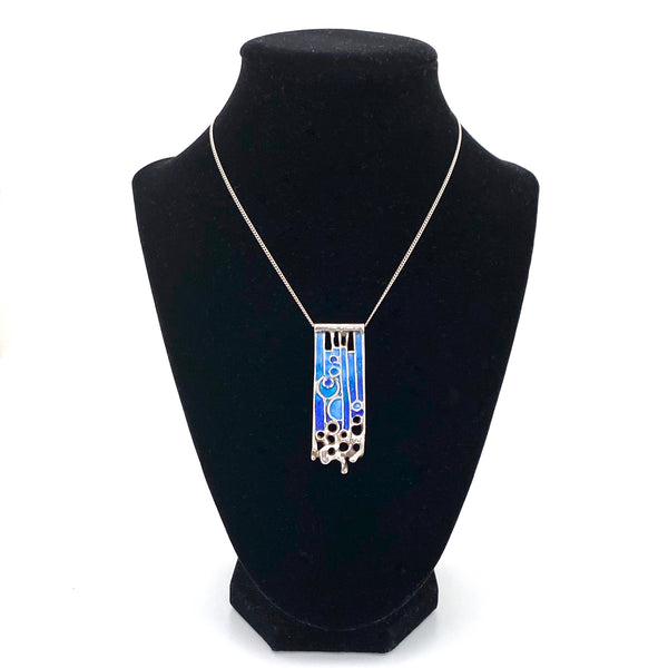 Norman Grant blue, turquoise & green enamel pendant