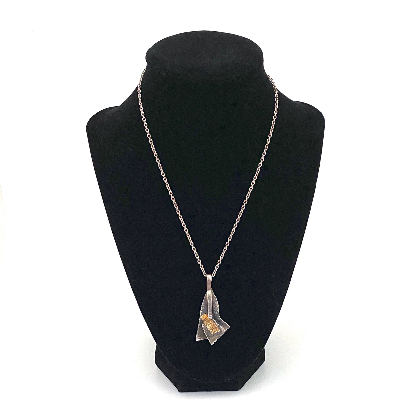 detail Jean-Pierre Gauvreau Canada vintage silver 18k gold pendant necklace Canadian Modernist jewelry design