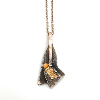 Jean-Pierre Gauvreau silver & 18k gold pendant necklace