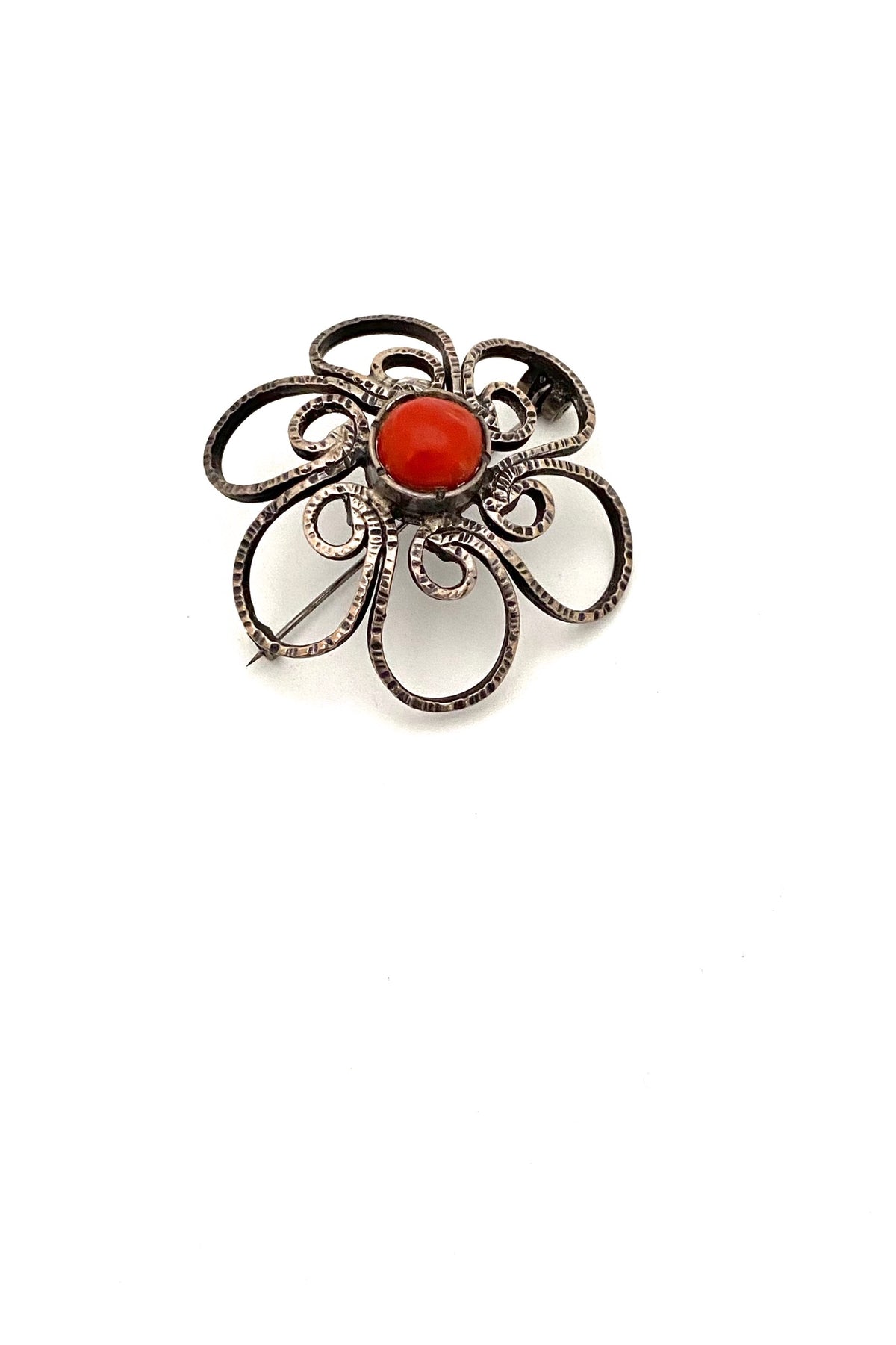 Jerzy and Jadwiga Zaremsky Poland vintage silver coral brooch Polish Modernist jewelry design