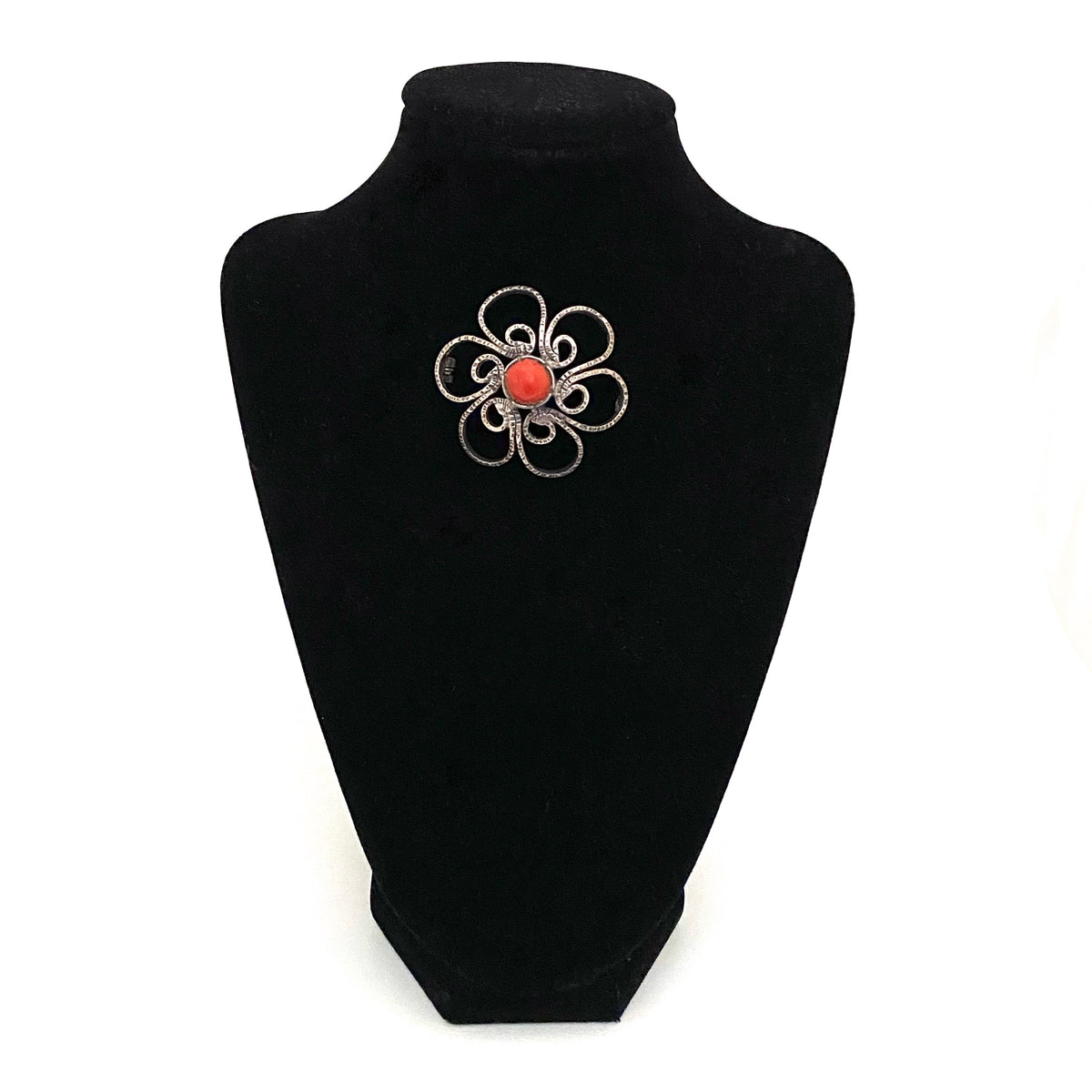 Jerzy and Jadwiga Zaremsky silver and coral brooch