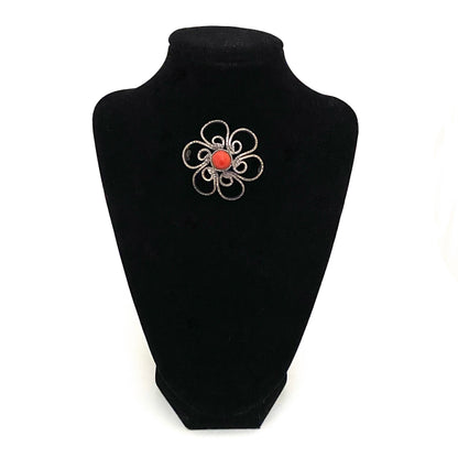 Jerzy and Jadwiga Zaremsky silver and coral brooch