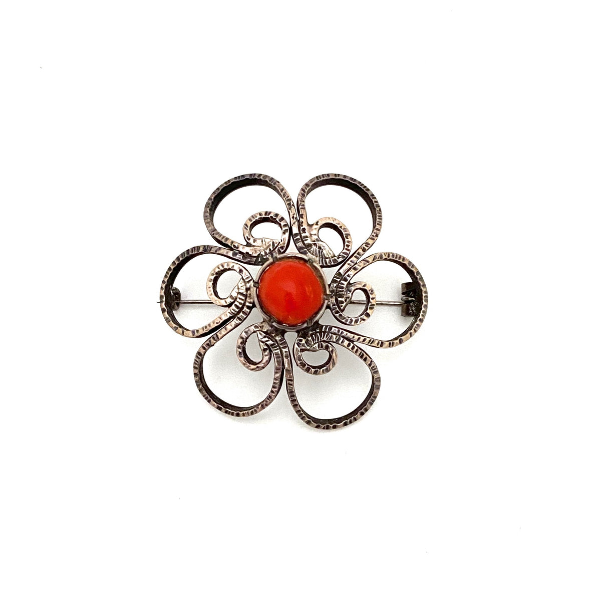 Jerzy and Jadwiga Zaremsky silver and coral brooch