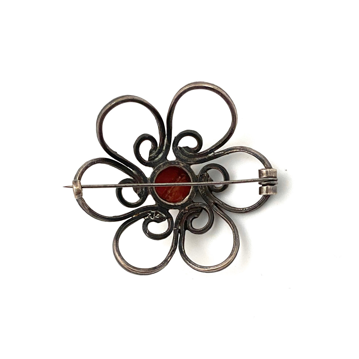Jerzy and Jadwiga Zaremsky silver and coral brooch