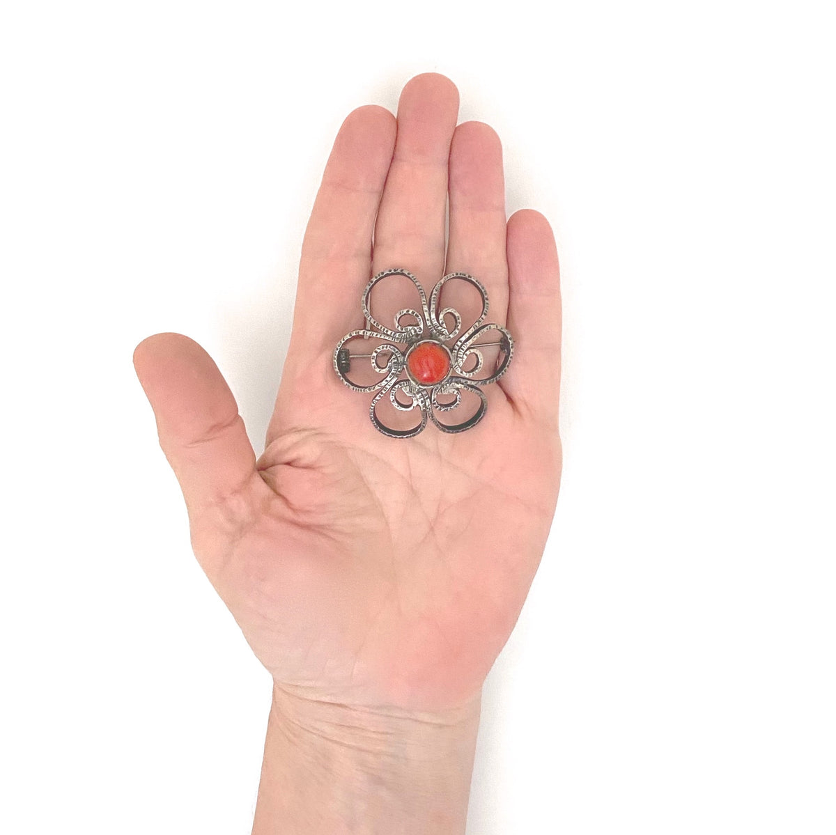 scale Jerzy and Jadwiga Zaremsky Poland vintage silver coral brooch Polish Modernist jewelry design