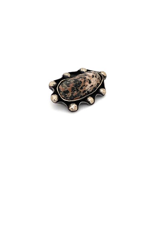 Jerzy and Jadwiga Zaremsky Poland vintage silver granite brooch Polish Modernist jewelry design