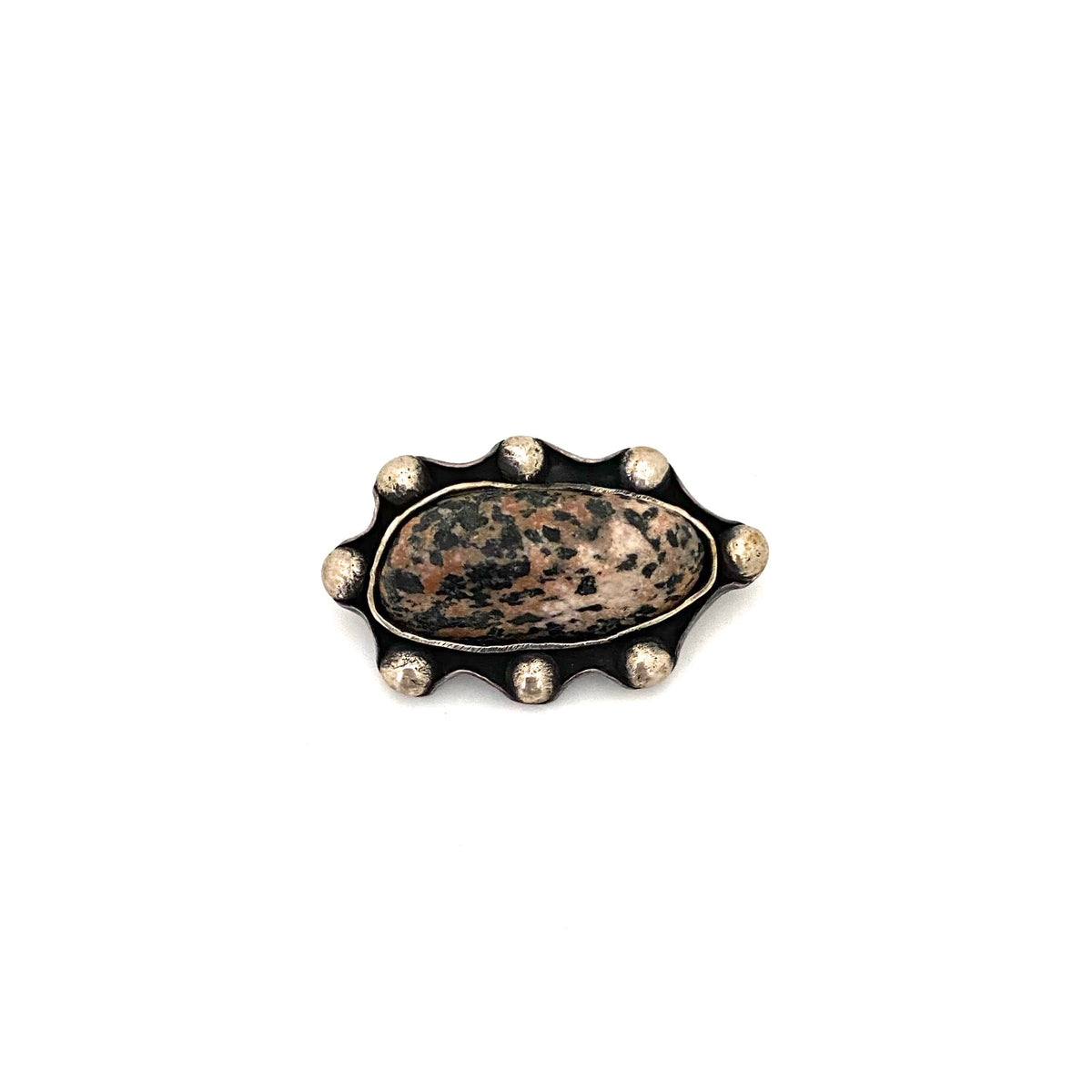 detail Jerzy and Jadwiga Zaremsky Poland vintage silver granite brooch Polish Modernist jewelry design
