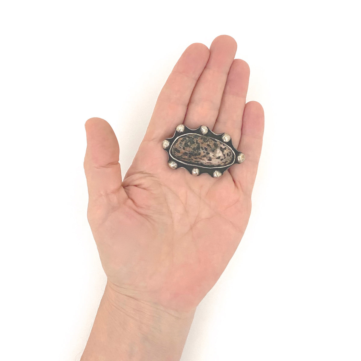 scale Jerzy and Jadwiga Zaremsky Poland vintage silver granite brooch Polish Modernist jewelry design
