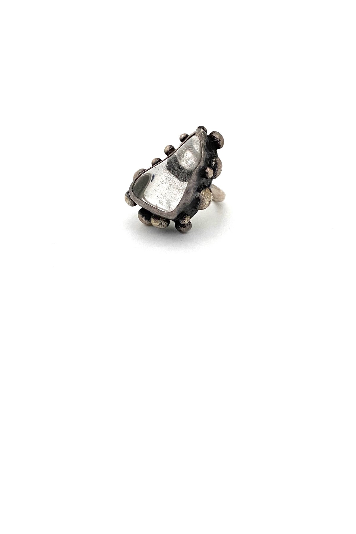 Jerzy and Jadwiga Zaremsky Poland vintage silver quartz large ring Polish Modernist jewelry design