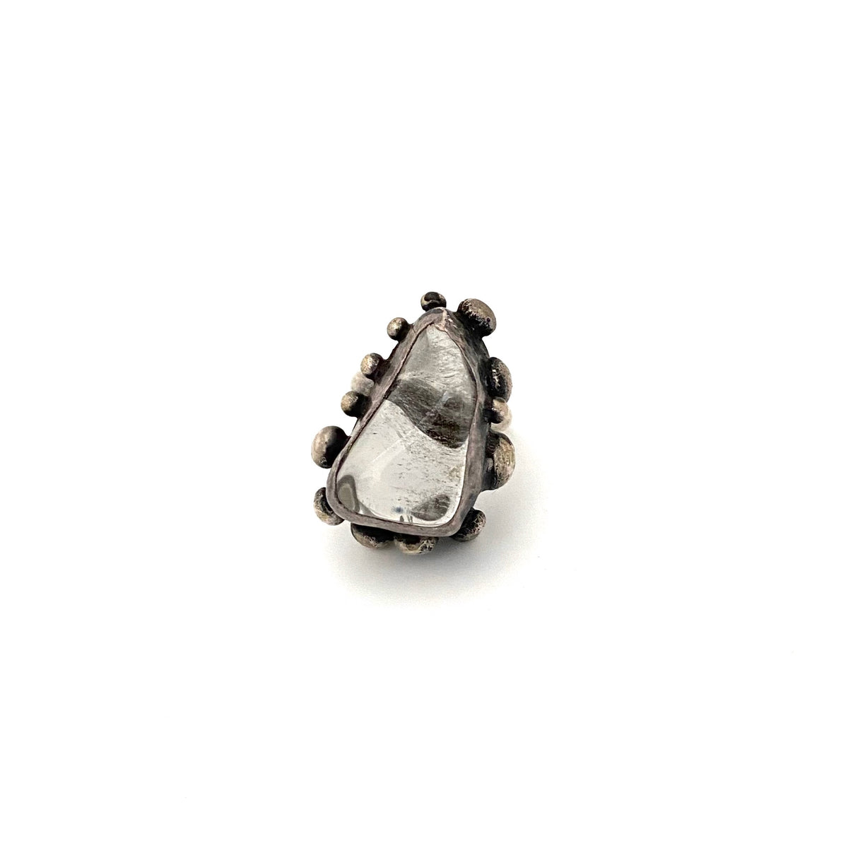 detail Jerzy and Jadwiga Zaremsky Poland vintage silver quartz large ring Polish Modernist jewelry design